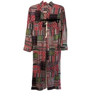 Victoria Secrete Women's Patchwork Pajama Set Size XS Button up Long Sleeve Y2K